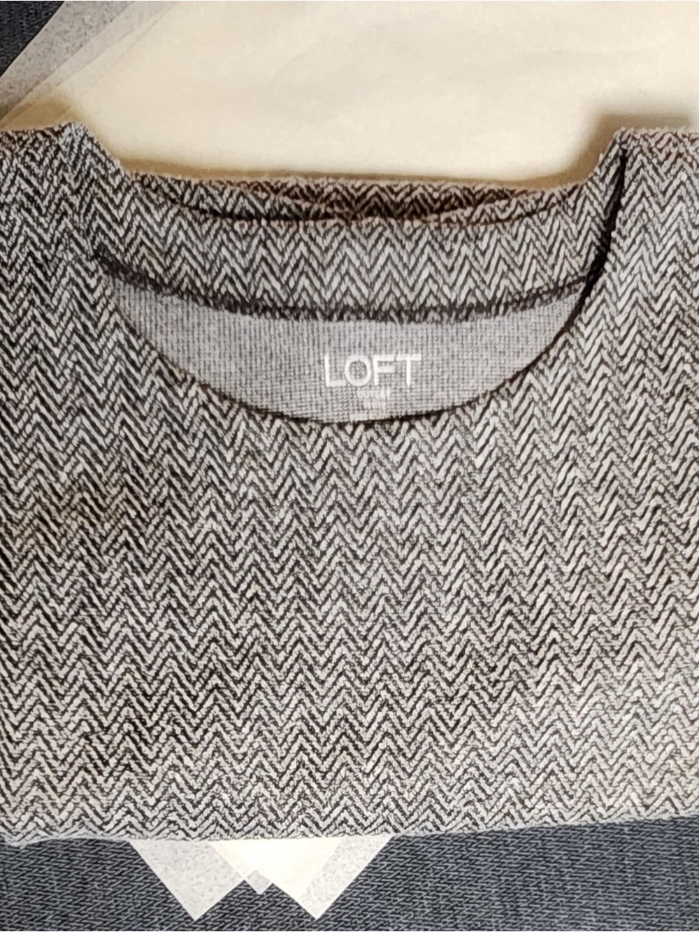 LOFT women’s Gray Chevron Crewneck Sweater - Heathered Gray